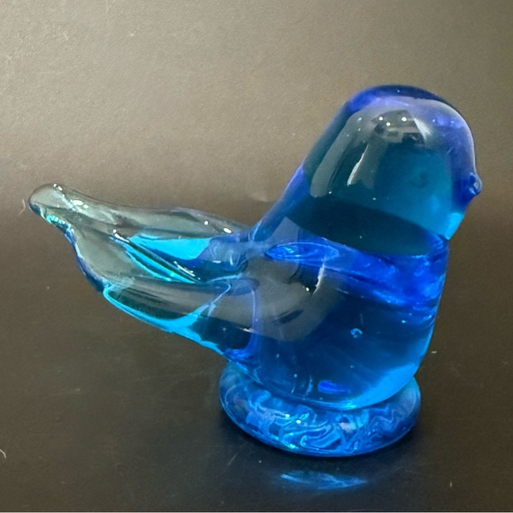 Vintage 1987 Signed Leo Ward Bluebird Of Happiness Art Glass Blue Bird Figurine - Picture 5 of 16
